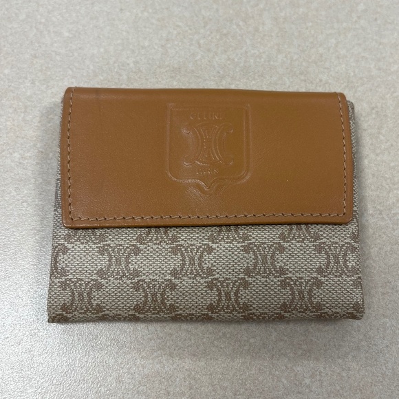 CELINE Vintage Macadam Coated Canvas w/ Leather Trim Coin Case, Pre-Owned - Picture 1 of 10